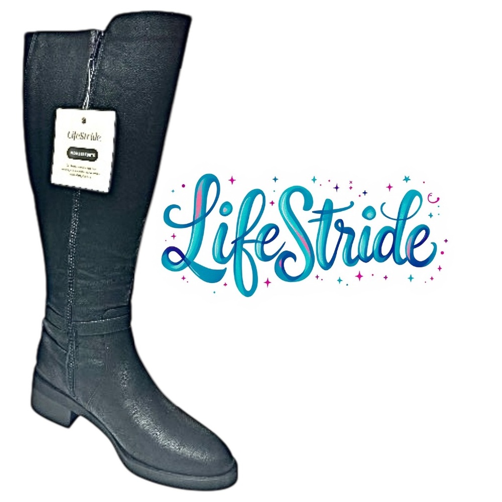 LifeStride Berkley Women’s Knee High Boots Size 8 Black Faux Leather Medium